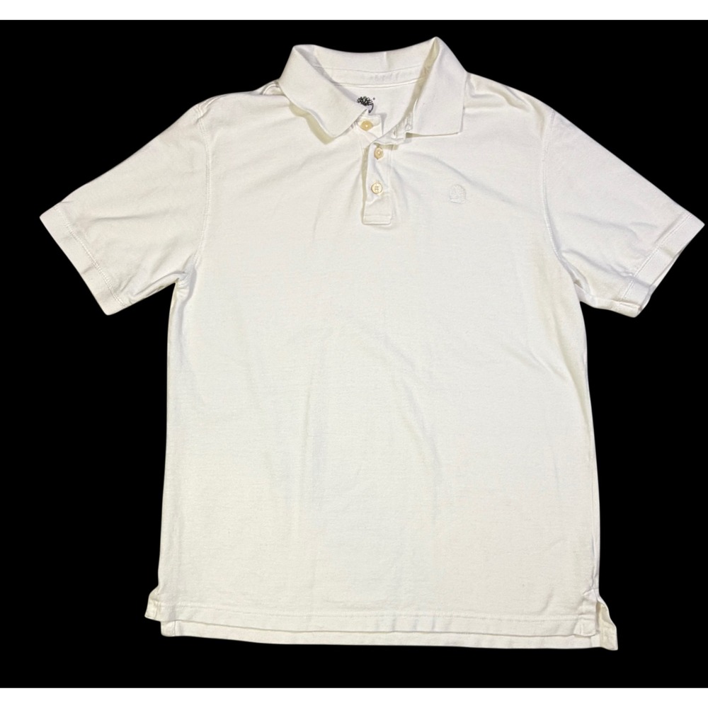 Timberland White Polo Shirt Mens Large Cotton Pique Classic Golf Preppy Logo
